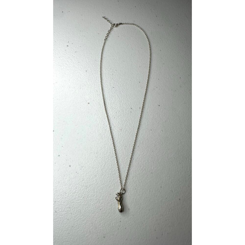 925 Sterling Silver Ballet Pointe Shoe Slipper Pendant Charm Necklace Chain
